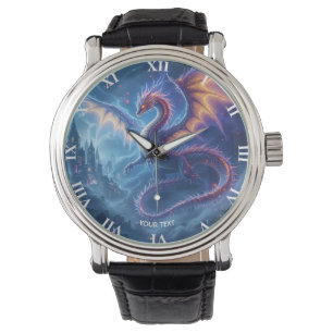 Fantasy Schattige Blue Dragon City Horloge