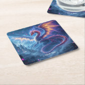 Fantasy Schattige Blue Dragon City Kartonnen Onderzetters (Schuin)