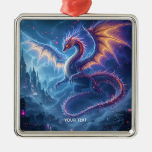 Fantasy Schattige Blue Dragon City Metalen Ornament
