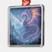 Fantasy Schattige Blue Dragon City Metalen Ornament (Links)