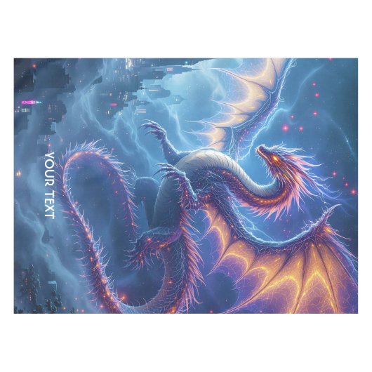 Fantasy Schattige Blue Dragon City Tafelkleed (Voorkant (Horizontaal))