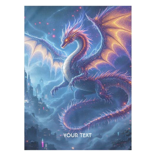 Fantasy Schattige Blue Dragon City Tafelkleed (Voorkant)