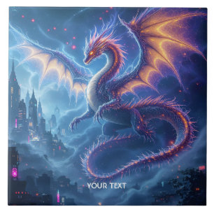 Fantasy Schattige Blue Dragon City Tegeltje
