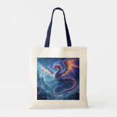 Fantasy Schattige Blue Dragon City Tote Bag (Achterkant)