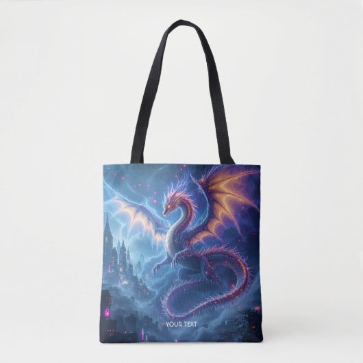 Fantasy Schattige Blue Dragon City Tote Bag (Voorkant)