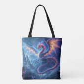 Fantasy Schattige Blue Dragon City Tote Bag (Achterkant)
