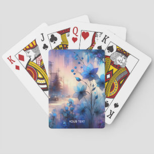 Fantasy Schattige Blue Flowers City Pokerkaarten