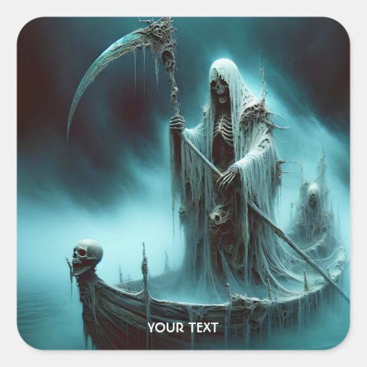 Fantasy Schattige Boat Strange Figure Vierkante Sticker (Voorkant)