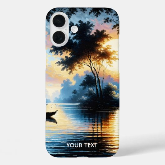 Fantasy Schattige Boat Sunset Lake Case-Mate iPhone Case (Achterkant)