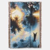 Fantasy Schattige Boat Sunset Lake Deken (Voorkant Verticaal)