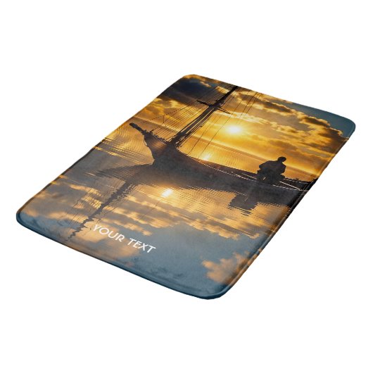 Fantasy Schattige Boat Sunset Zee Badmat (Gekanteld)