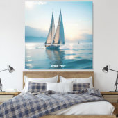 Fantasy Schattige Boat Zee Sun Canvas Afdruk (Insitu (Slaapkamer))