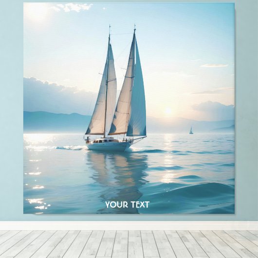 Fantasy Schattige Boat Zee Sun Canvas Afdruk (Insitu (Houten vloer))