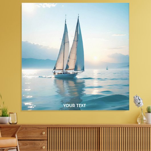 Fantasy Schattige Boat Zee Sun Canvas Afdruk (Insitu (Woonkamer))