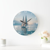 Fantasy Schattige Boat Zee Sun Grote Klok (Huis)