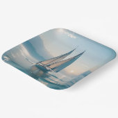 Fantasy Schattige Boat Zee Sun Papieren Bordje (Gebogen)