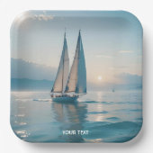 Fantasy Schattige Boat Zee Sun Papieren Bordje (Voorkant)