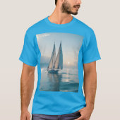 Fantasy Schattige Boat Zee Sun T-shirt (Voorkant)