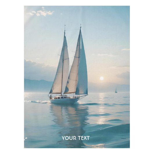 Fantasy Schattige Boat Zee Sun Tafelkleed (Voorkant)