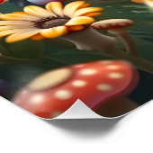 Fantasy Schattige Boek Paddenstoelen Bloemen Perfect Poster (Hoek)