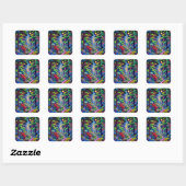 Fantasy Schattige bos en stad Vierkante Sticker (Vel)