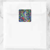 Fantasy Schattige bos en stad Vierkante Sticker (Tas)