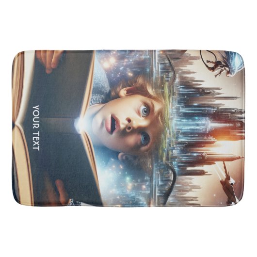 Fantasy Schattige Boy City Boek Badmat (Voorkant)