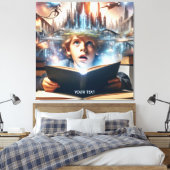 Fantasy Schattige Boy City Boek Canvas Afdruk (Insitu (Slaapkamer))