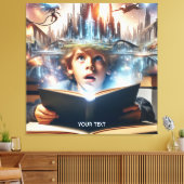 Fantasy Schattige Boy City Boek Canvas Afdruk (Insitu (Woonkamer))