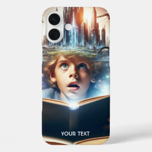 Fantasy Schattige Boy City Boek iPhone 16 Plus Hoesje