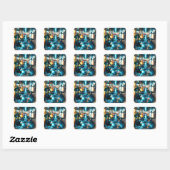 Fantasy Schattige Boy Street Universe Vierkante Sticker (Vel)