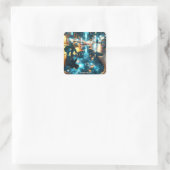 Fantasy Schattige Boy Street Universe Vierkante Sticker (Tas)