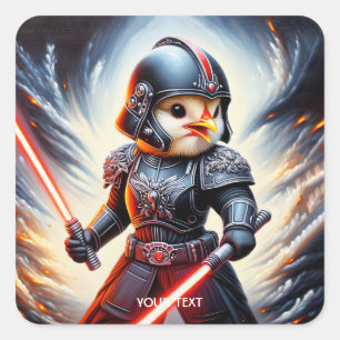 Fantasy Schattige Brave Chicken Warrior Vierkante Sticker