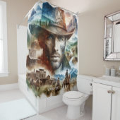 Fantasy Schattige Brave Knappe Cowboy Douchegordijn (In situ)