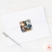 Fantasy Schattige Brave Knappe Samurai Vierkante Sticker (Envelop)