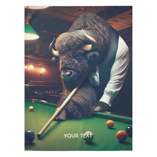 Fantasy Schattige Buffalo Spelen Snooker Tafelkleed (Voorkant)