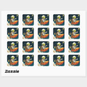 Fantasy Schattige buitenaards ruimteschip Vierkante Sticker (Vel)
