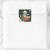Fantasy Schattige buitenaards ruimteschip Vierkante Sticker (Tas)