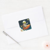 Fantasy Schattige buitenaards ruimteschip Vierkante Sticker (Envelop)
