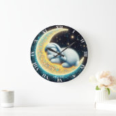 Fantasy Schattige Bunny Crescent Moon Grote Klok (Huis)