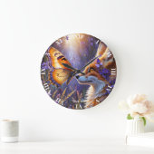 Fantasy Schattige Butterfly Fox Flowers Grote Klok (Huis)