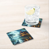 Fantasy Schattige Cabin Lake Crocodile Kartonnen Onderzetters (Insitu)