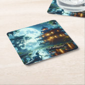 Fantasy Schattige Cabin Lake Crocodile Kartonnen Onderzetters (Schuin)