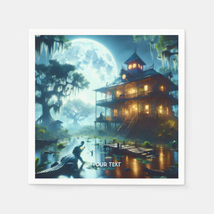 Fantasy Schattige Cabin Lake Crocodile Servet