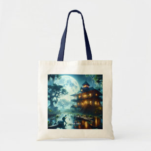 Fantasy Schattige Cabin Lake Crocodile Tote Bag