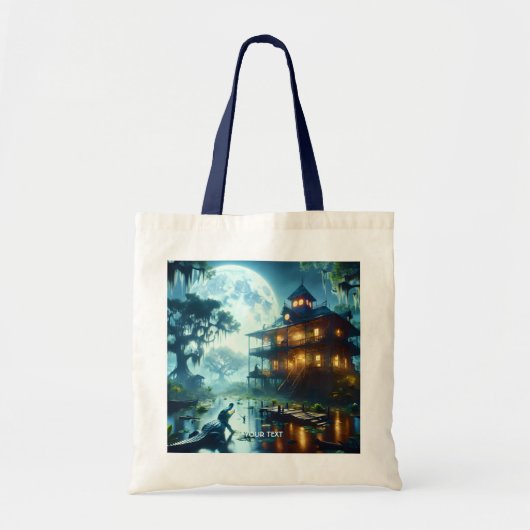 Fantasy Schattige Cabin Lake Crocodile Tote Bag (Voorkant)