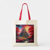 Fantasy Schattige Castle Moon Trees Tote Bag (Achterkant)