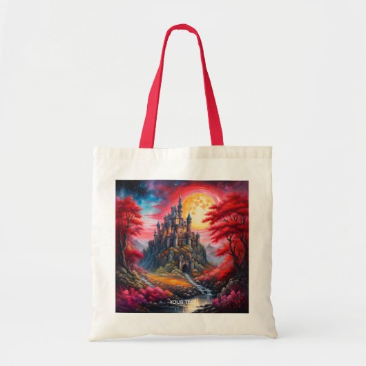 Fantasy Schattige Castle Moon Trees Tote Bag (Voorkant)