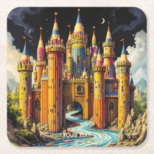 Fantasy Schattige Castle van potloden Kartonnen Onderzetters