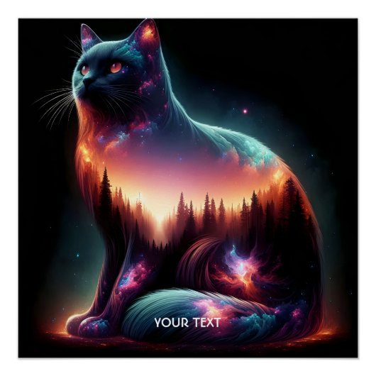 Fantasy Schattige Cat Double Exposition Perfect Poster (Voorkant)
